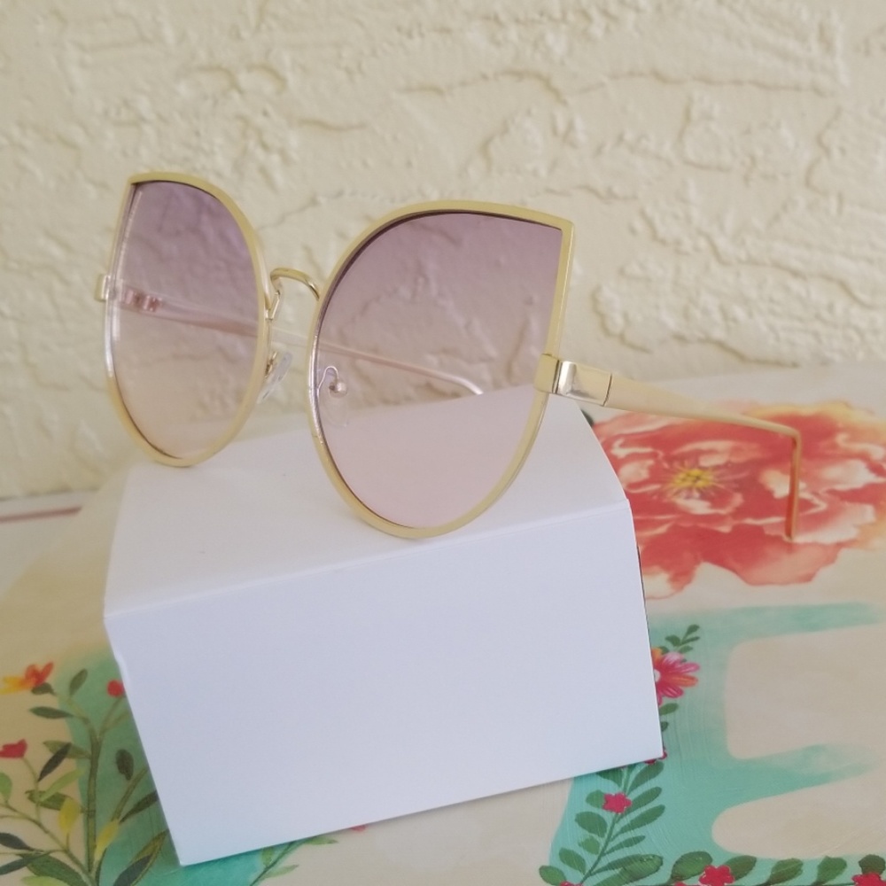 2019 CLEAR 2 TONE LENS CAT EYE STYLE SUNGLASSES  O - Picture 2 of 3